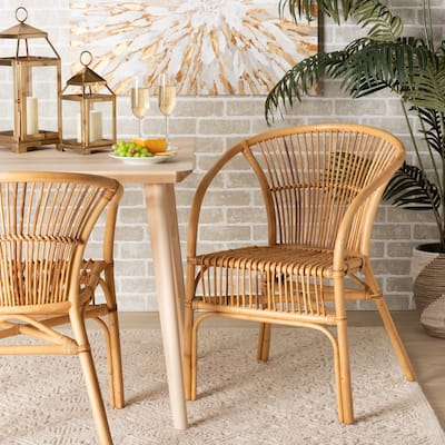 Murai Modern Bohemian Natural Brown Rattan Dining Chair