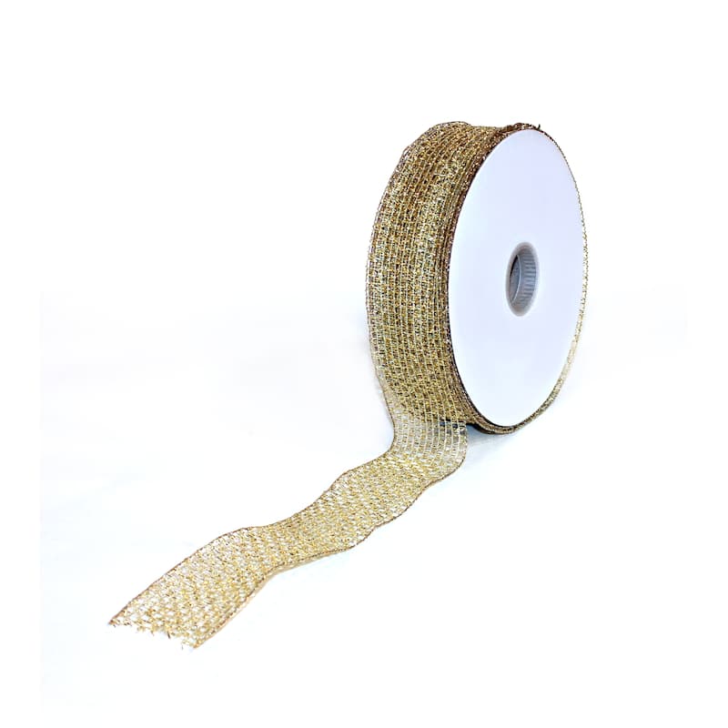 Gold Mesh Wired Ribbon 50 YD
