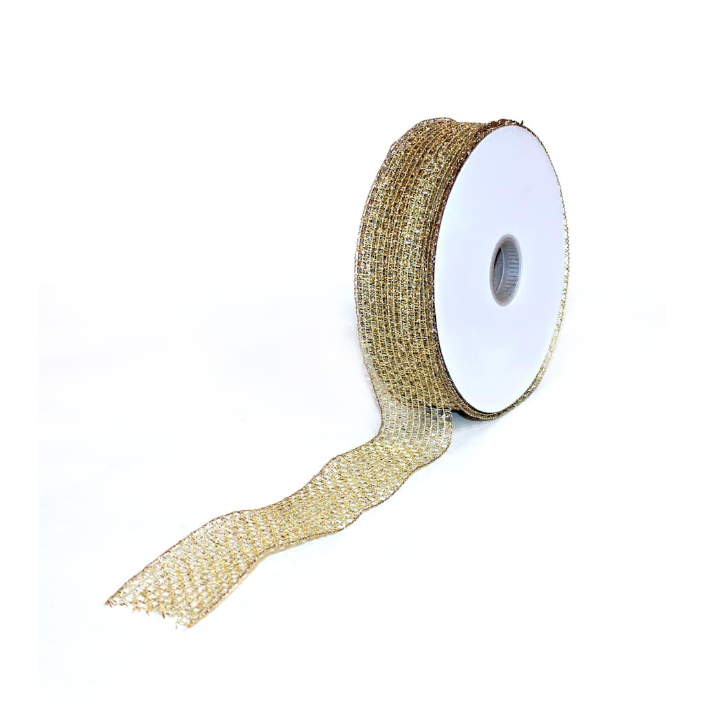 Gold Mesh Wired Ribbon 50 YD