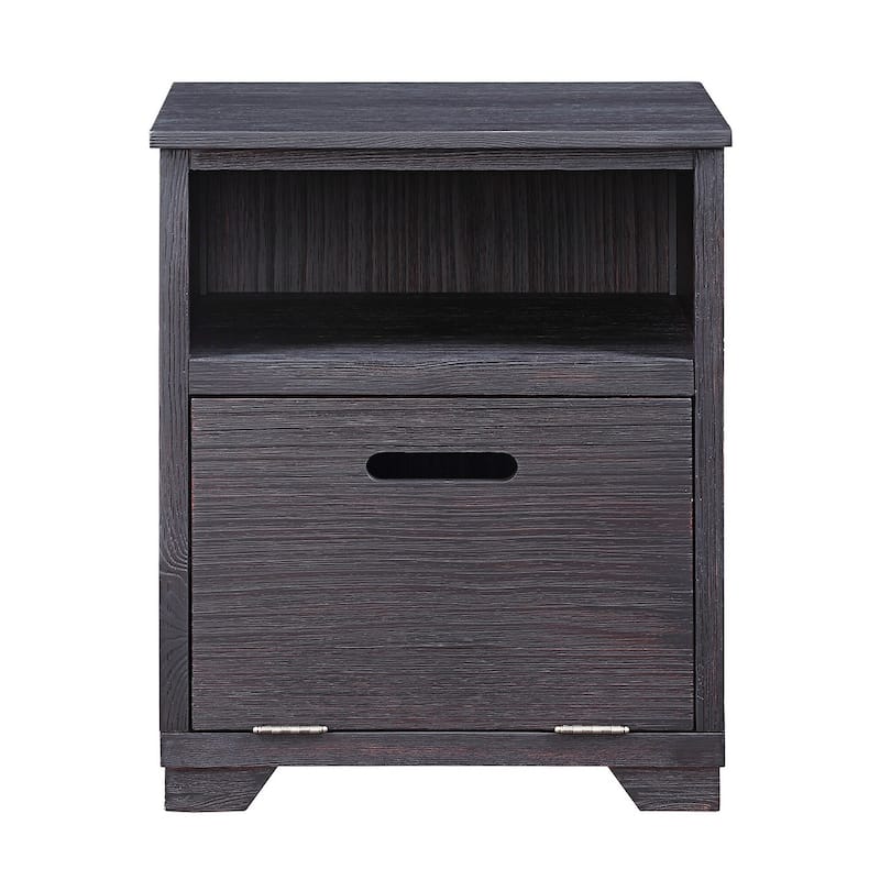 Bryson Antique Black End Table with Drop-Down Door