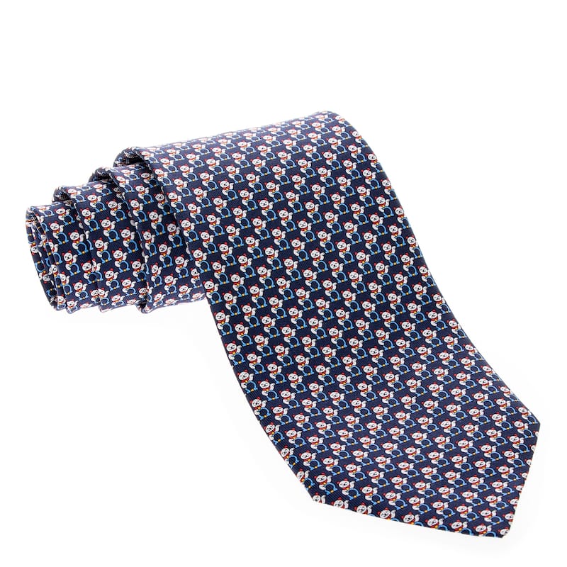 Salvatore Ferragamo Cat and Gancini Print Tie - Navy, Orange, Red, White and Light Blue