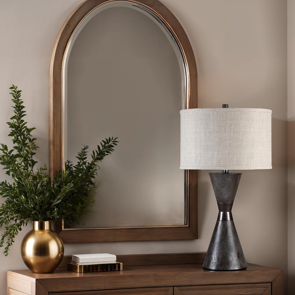 Hourglass Table Lamp with Drum Shade - 29" - Black