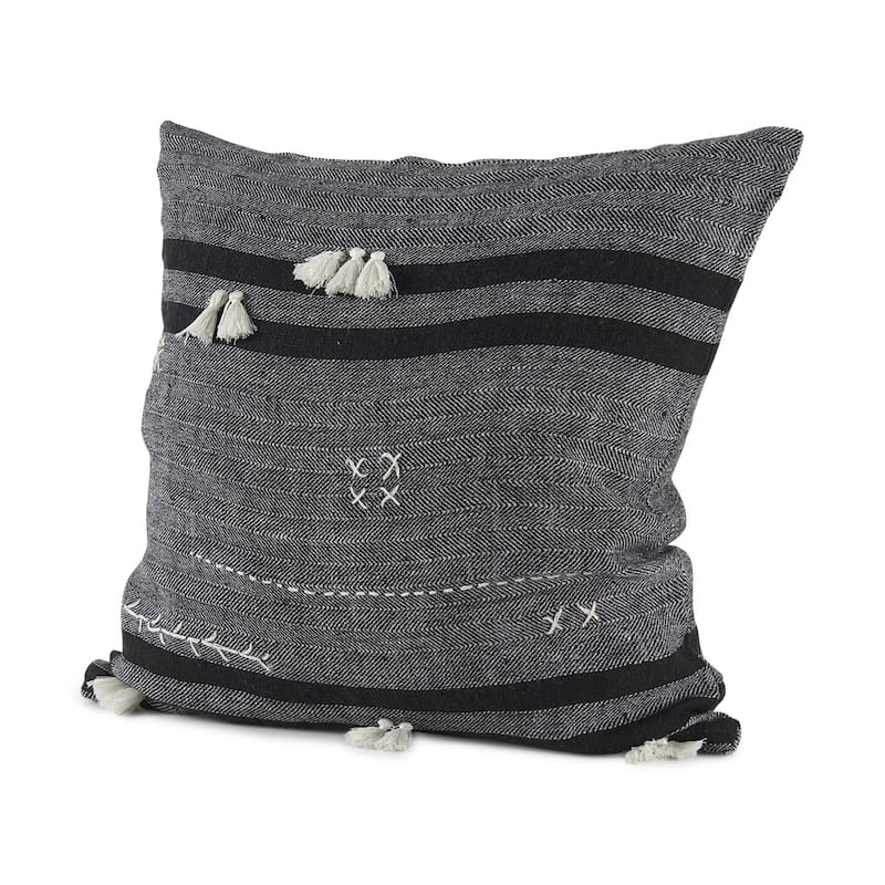 Dark Gray Detailed Throw Pillow Cover - 18" W x 18" D x 18" H