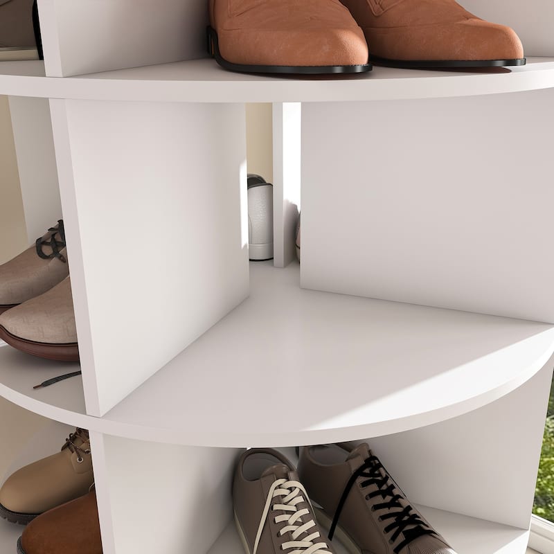 Rotating Shoe Rack Tower, 6-Tier Spinning Shoe Rack, Free Standing 360° Revolving Shoe Organizer, High Bottom Design