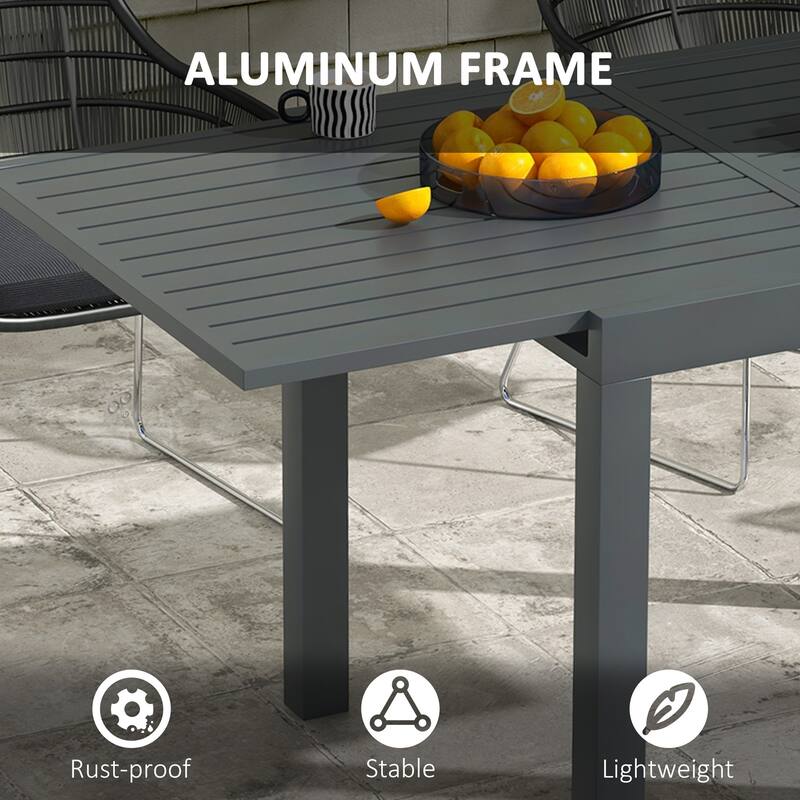 Outsunny Expandable Patio Dining Table for 4-6, 35.5" -70.75" Aluminum Extendable Outdoor Dining Table, Square / Rectangular