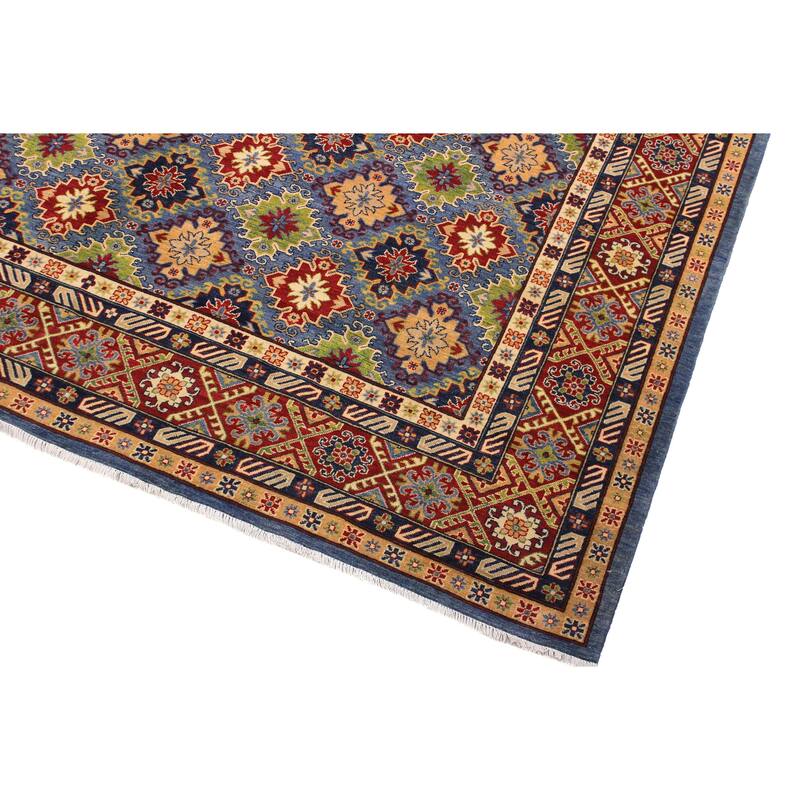 Southwestern Kazak Francisco Light Blue/Red Wool Rug - 10'1'' x 13'10''