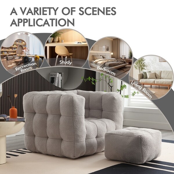 Boucle Upholstered Tufted Modern Single Side Non-installation Sofa