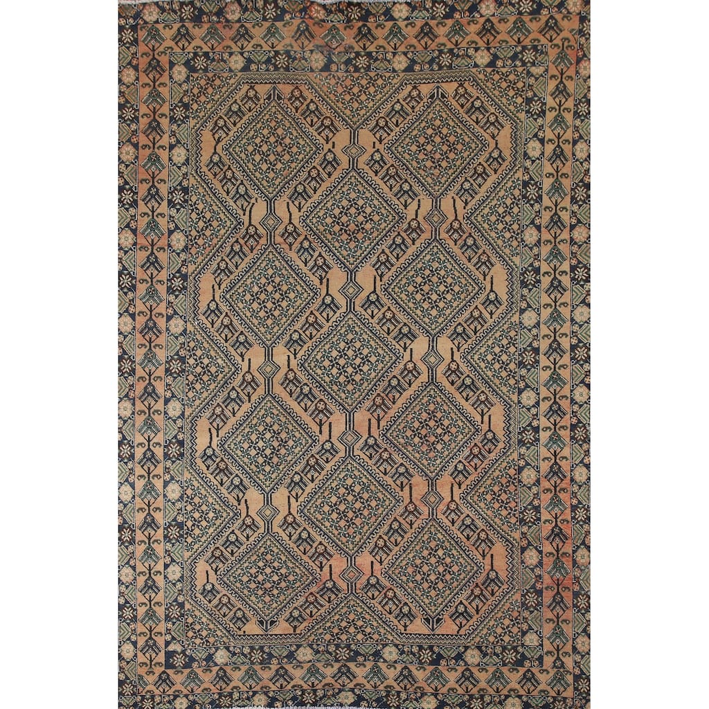 Bakhtiari Persian Vintage Area Rug Handmade Living Room Wool Carpet - 6'8"x 9'6"