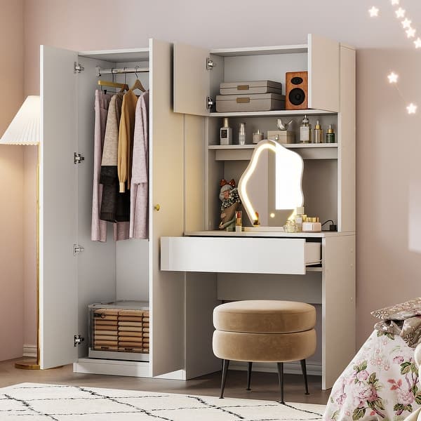 sliding wardrobe design with dressing table Closet Design Ideas: Modern Cupboard and Wardrobe Interior Designs