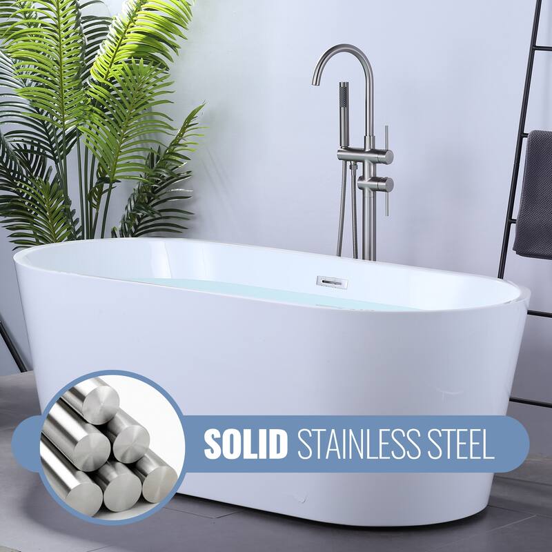 WOWOW Double Handle Freestanding Tub Faucet with Handheld Shower