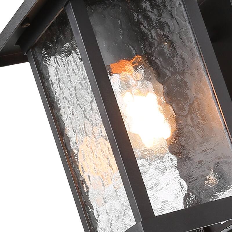 Farmhouse 1-Light Black Outdoor Wall Lantern Glass Patio Wall Sconce - L7"X W12" X H12"