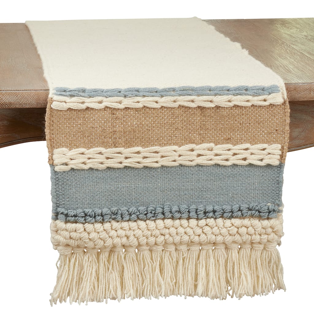 Textured Table Runner With Boho Design - 16"x72"