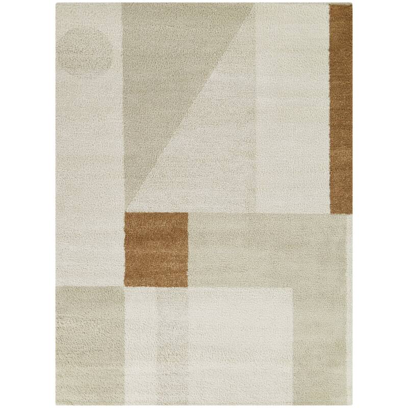 Janzen Modern Geometric Area Rug - 5' 3" x 7' - Tan - Rectangle