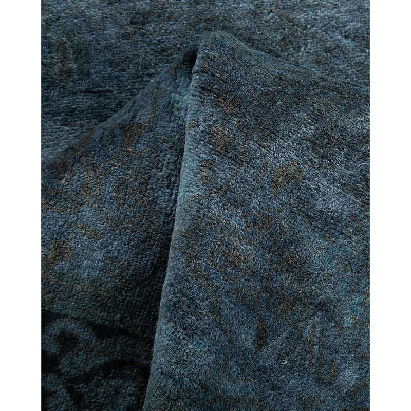 Overton Hand Knotted Wool Vintage Inspired Modern Contemporary Overdyed Gray Runner Rug - 2' 7" x 16' 4"