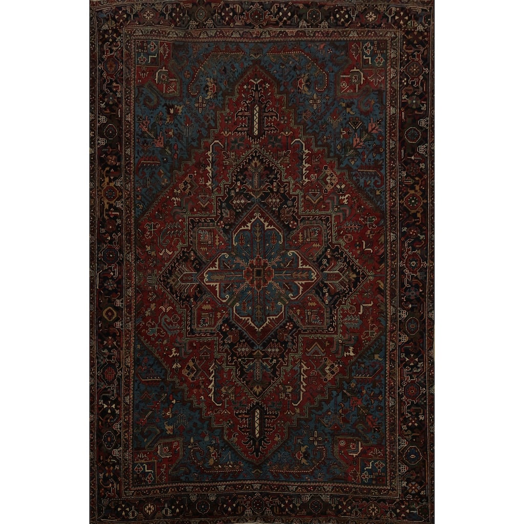 Hand Knotted Oriental 100% Wool Carpet Traditional Medallion Red Heriz (serapi) Area Rug - 11' 8'' X 9' 0''