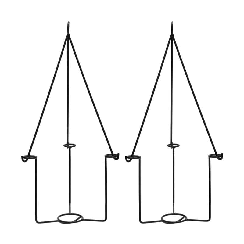 Achla Designs 22.5"H Black Powdercoated Wrought Iron Indoor/Outdoor Vera Plant Hangers (Set of 2)