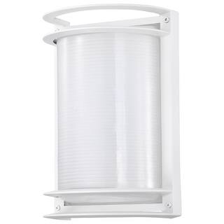 LED Rectangular Bulk Head Fixture White Finish with White Glass