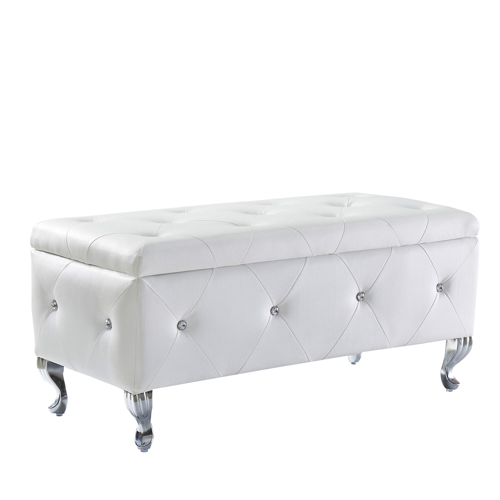 Bedroom End Bench Upholstered Storage Ottoman Bench for Bedroom End of Bed Faux Leather Storage Benches Footrest