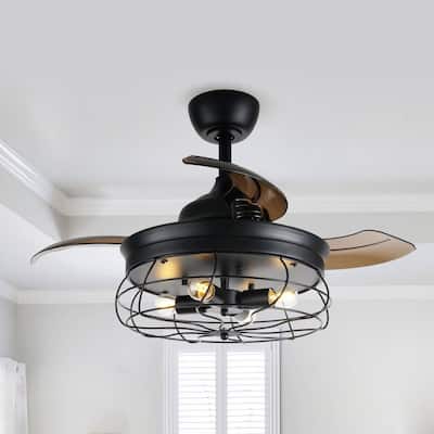 36" Retractable 3-Blade Chandelier Ceiling Fan with Remote - 36-in