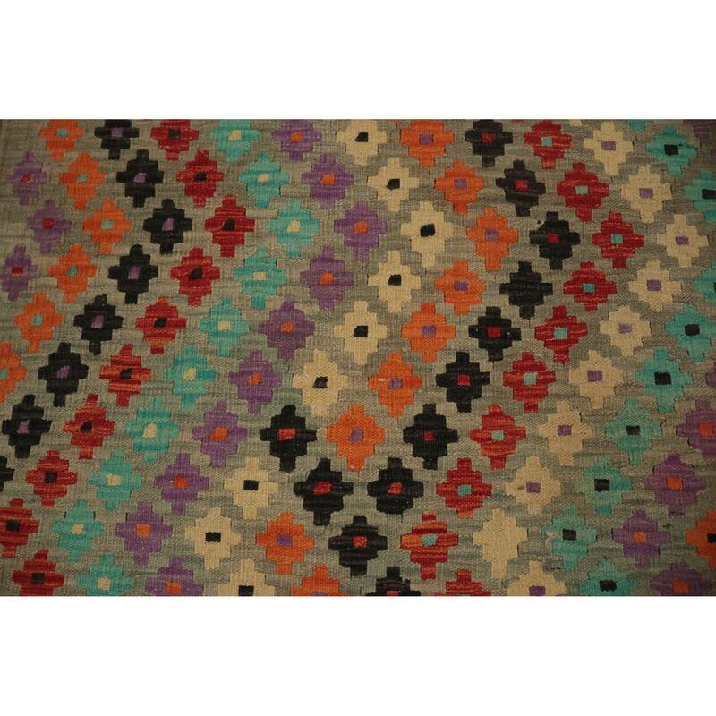 Hand Woven Oriental 100% Wool Carpet Southwestern All-Over Multi-Colored Kilim Area Rug - 5' 0'' X 3' 4''