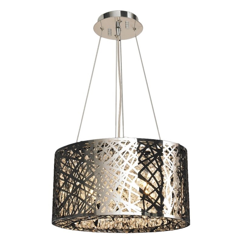 Worldwide Lighting W8314320  Aramis 9 Light 20" Wide Drum Chandelier with Crystal Accents - Chandeliers For Bedrooms by Overstock.com