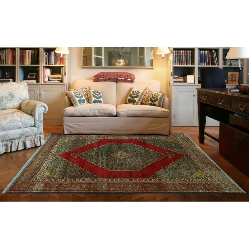 Semi Antique Lucien Red/Green Rug - 4'1" x 5'11"