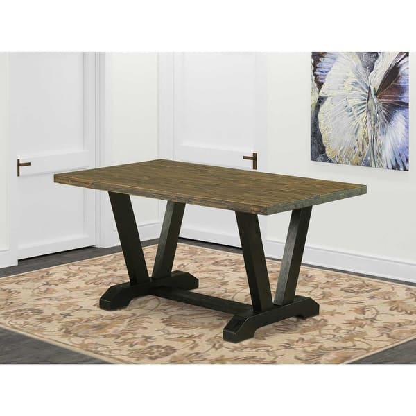 Rectangular Dining Table 60x36 Inch - Rustic Wood Tabletop with Black ...