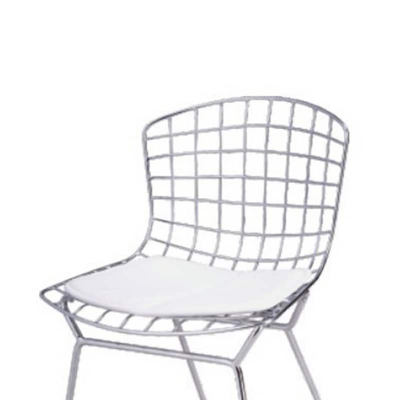 Kids Shuttle Chair Set of 2, White Faux Leather, Mesh Chrome Metal