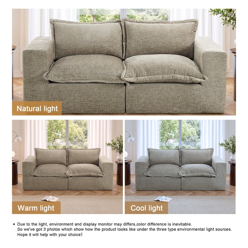 No Assembly Chenille Modular Sectional Sofa Comfy Cloud Couch