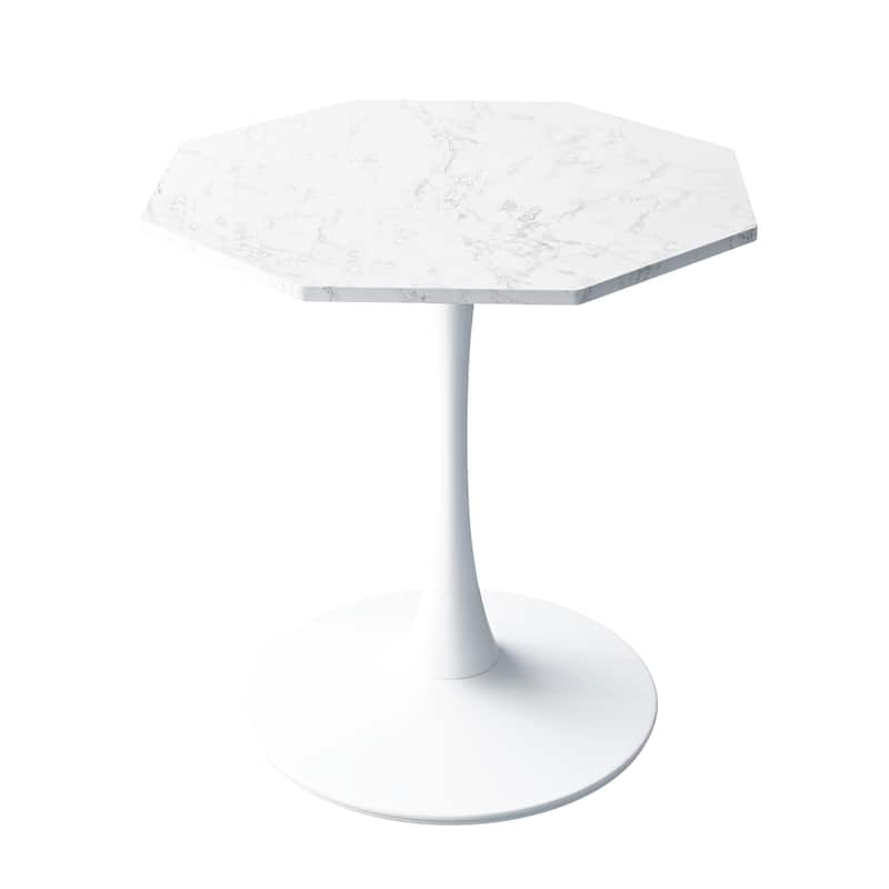 Sleek Octagonal Coffee Table with Printed Marble Top