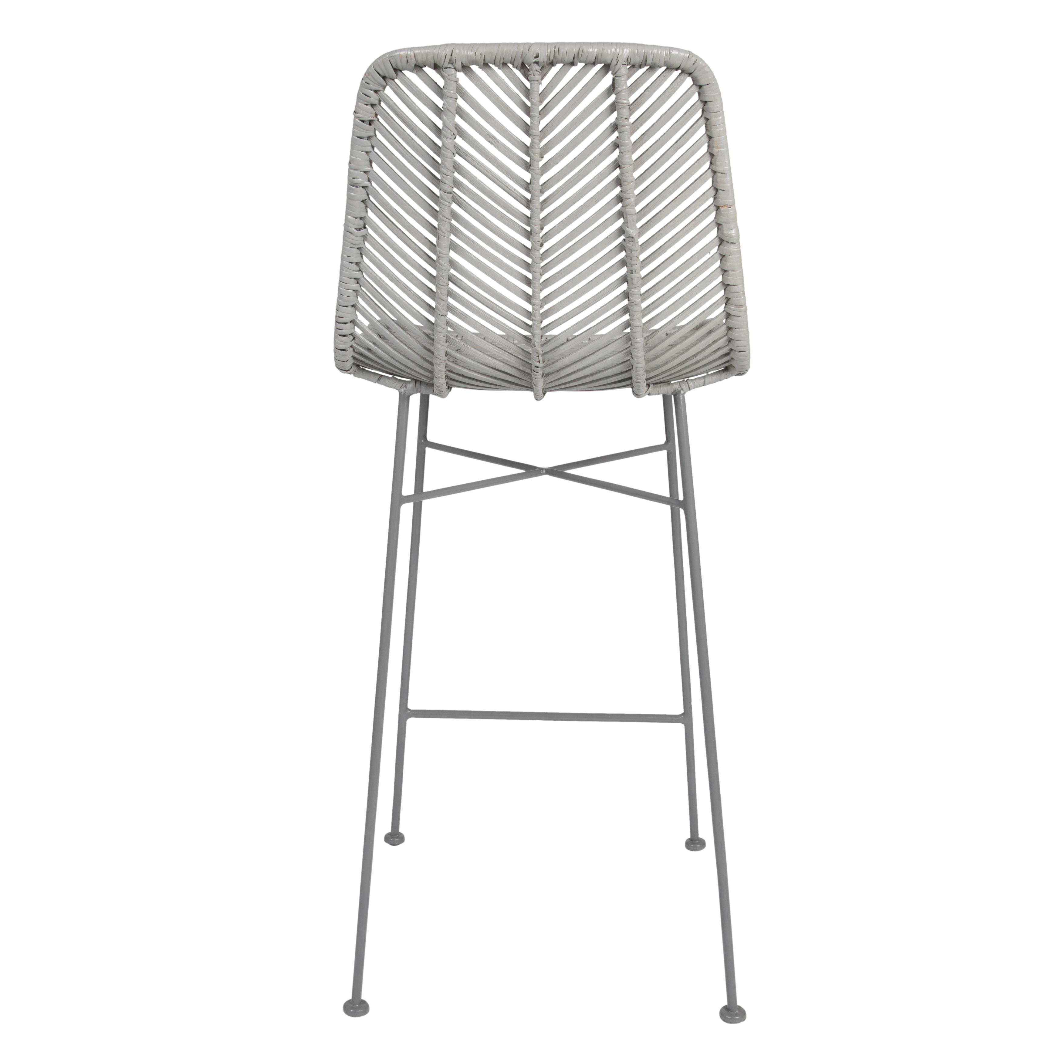 Rattan bar stool with metal shop frame