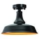 preview thumbnail 1 of 8, Dorado Bronze Farmhouse Outdoor Flush Mount Ceiling Barn Light Dark Sky - 12-in. W x 9.25-in. H x 12-in. D Dark Bronze and Light Gold - 12-in W x 9.25-in H x 12-in D