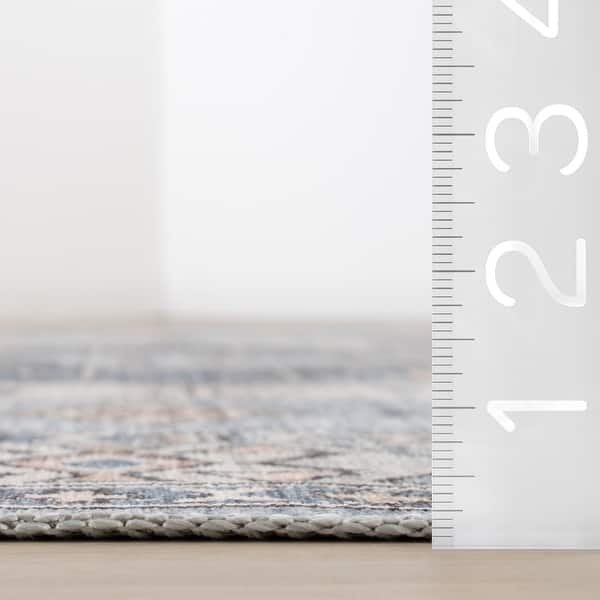 dimension image slide 1 of 5, Nuloom Benoite Splashguard Medallion Machine Washable Area Rug