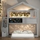 preview thumbnail 2 of 17, Modern Twin Over Full House Bunk Bed With Storage Staircase And Blackboard,Sturdy Frame for Bedroom