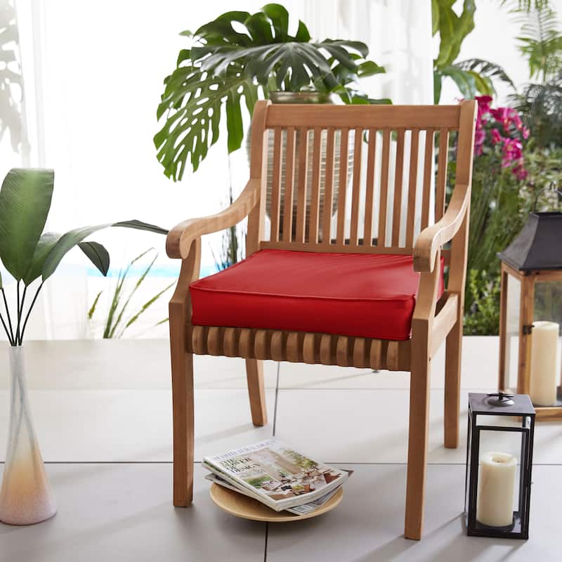 Sunbrella Indoor/Outdoor Deep Seating Chair Cushion - 22.5 in x 22.5 in - Canvas Jockey Red