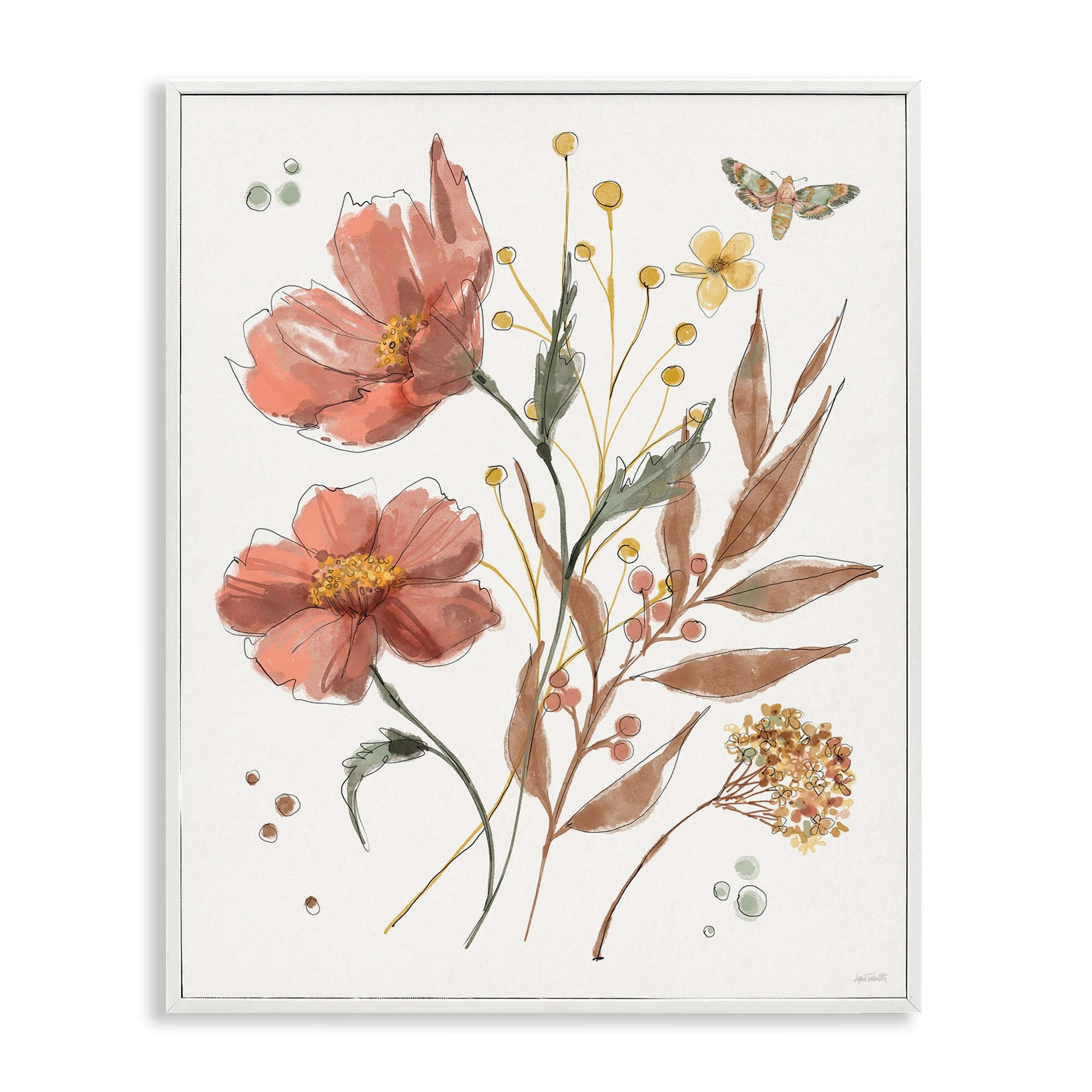 Stupell Cottage Florals in Full Bloom Framed Giclee Art Design By Anne Tavoletti