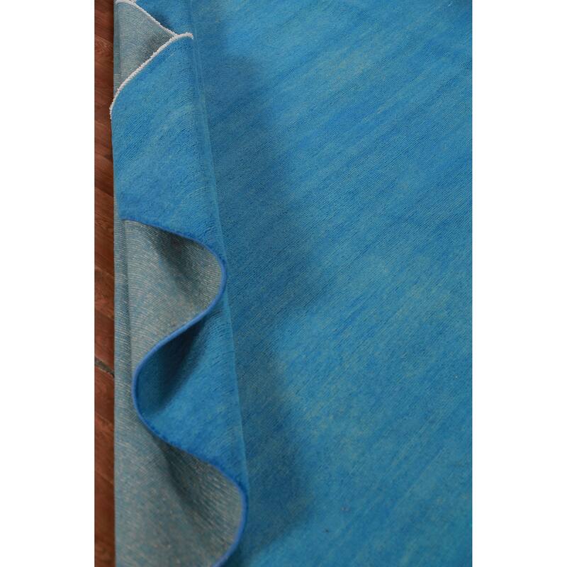 Hand Knotted Oriental 100% Wool Carpet Modern Solid Navy Blue & Blues Gabbeh Area Rug - 10' 4'' X 7' 1''