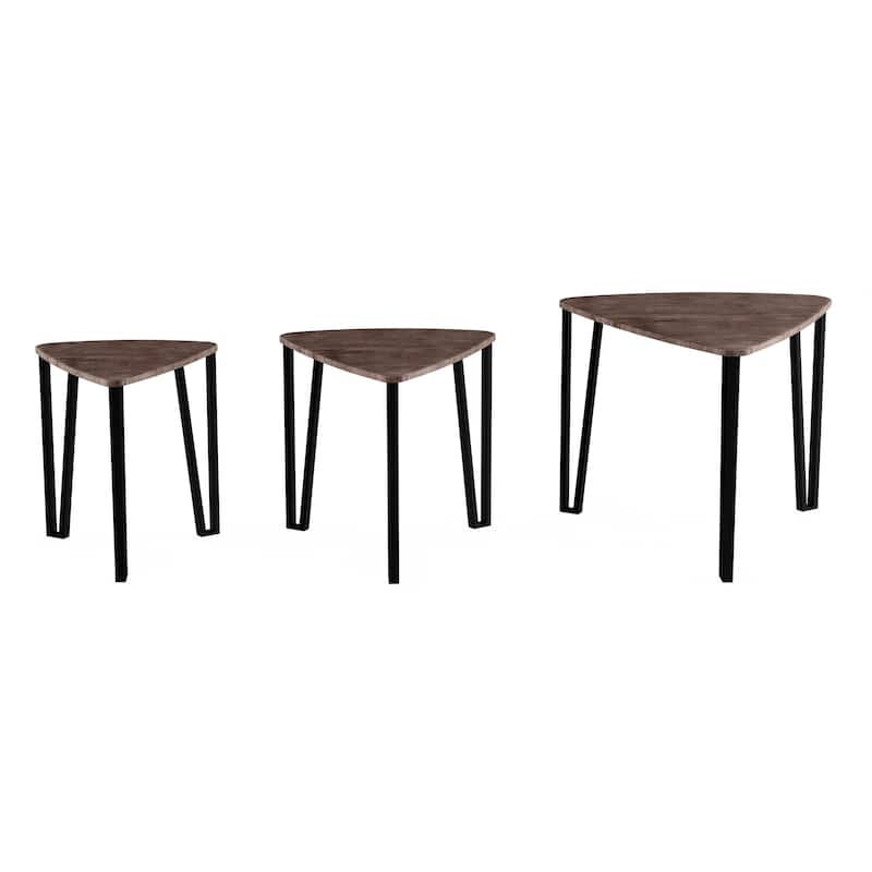 Lavish Home Set of 3 Modern Nesting Tables, Brown