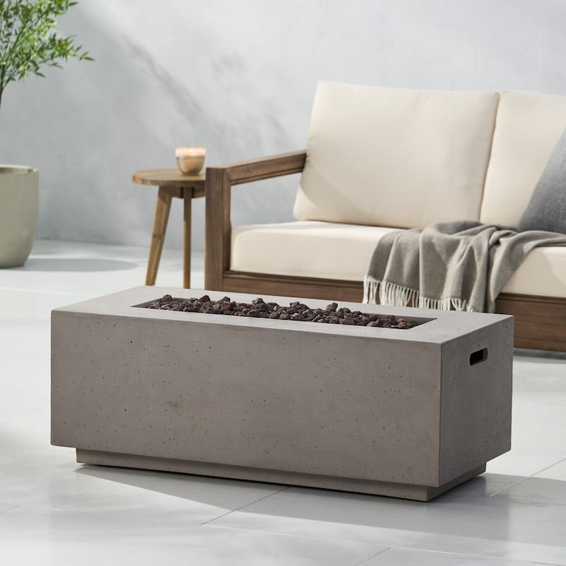 Outdoor 40,000 BTU Rectangular MgO Concrete Propane Fire Pit