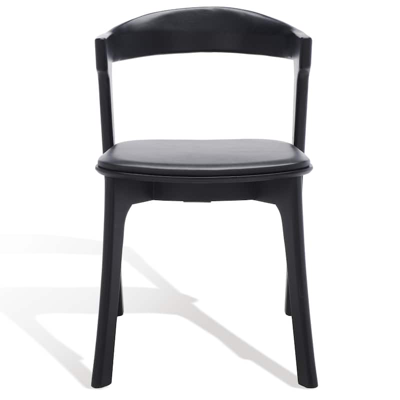 SAFAVIEH Couture Manrica Wood & Leather Dining Chair (Set of 2) - 20 In W x 23 In D x 31 In H - 20Wx23Dx31H