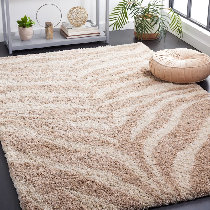 SAFAVIEH Portofino Shag Sjouk 2-inch Thick Rug - 5'1" x 7'6" - Ivory/Beige