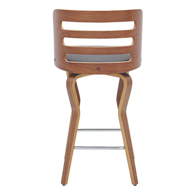 Verne 26" Swivel Faux Leather and Wood Bar Stool - Counter Height - 23-28 in.