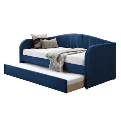 Velvet Upholstered Twin Size Daybed with Trundle