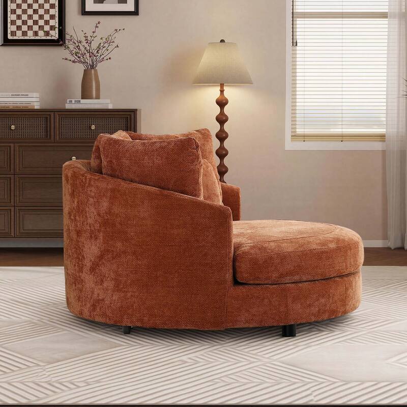 59.8''W Modern Oversized Sofa Chair, Round Accent Barrel Chair With 5 Pillows