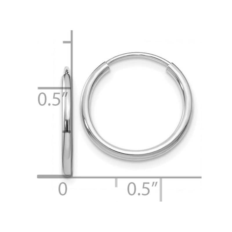 Curata 14k White Gold Polished Endless Hoop Earrings - 16x16mm