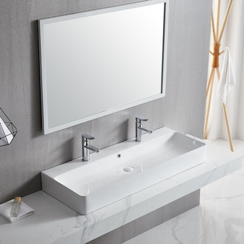 Eridanus 43" Modern Bathroom Trough Sink with Overflow