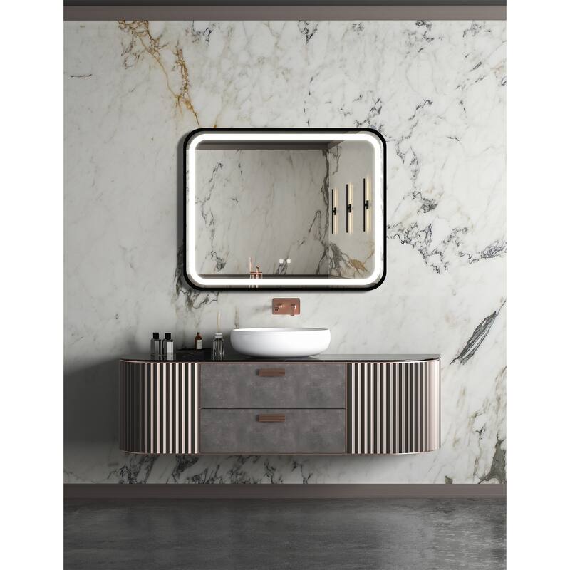 40X32 inch Bathroom Led Classy Vanity Mirror - Silver and Grey