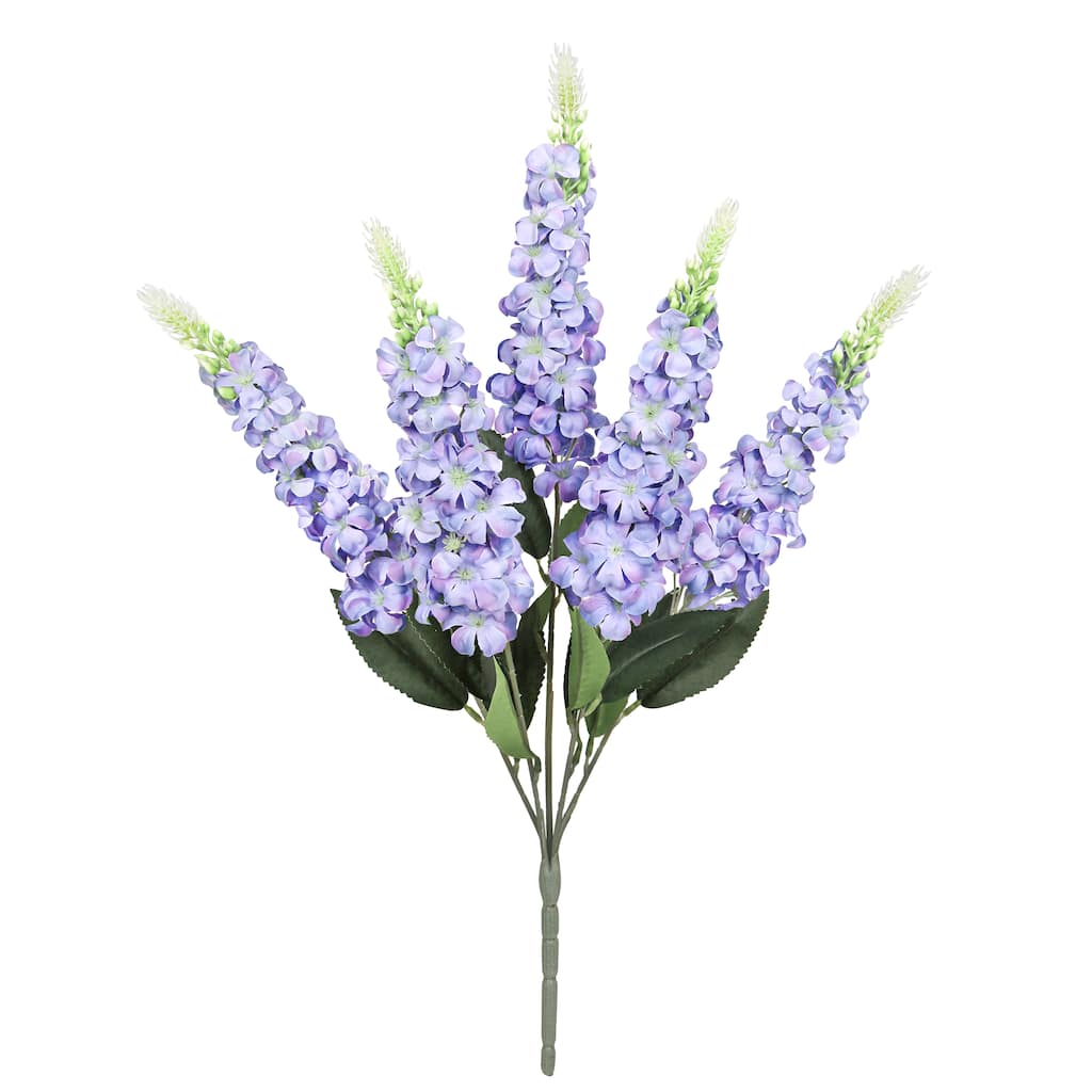 Set of 2 Periwinkle Artificial Larkspur Flower Stem Bush Bouquet 23in - 23" L x 8" W x 8" DP