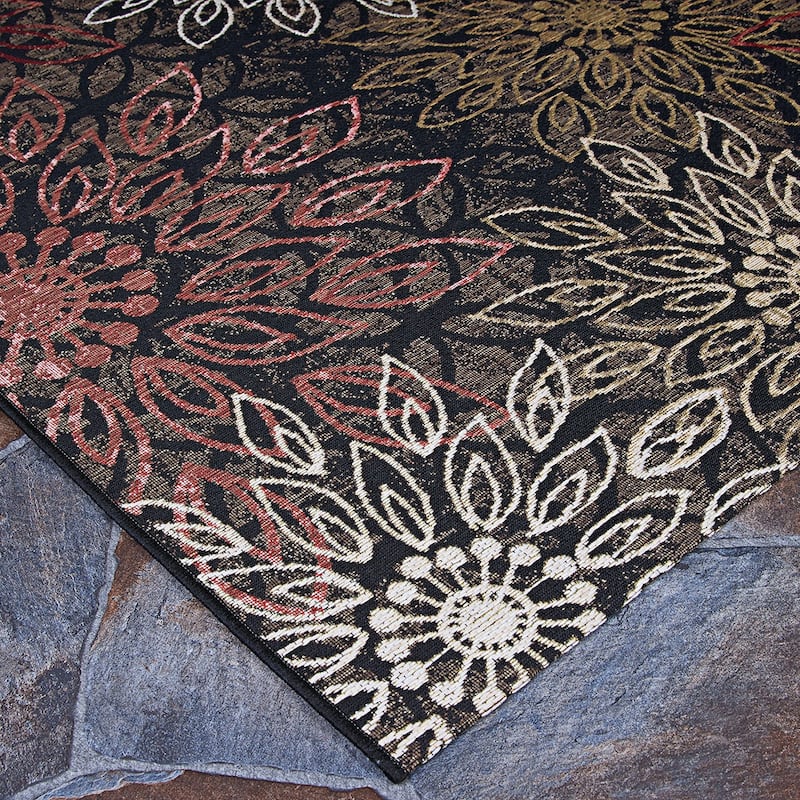 Dream Decor Rugs Gelato Salerno Black Multi Indoor Outdoor Area Rug