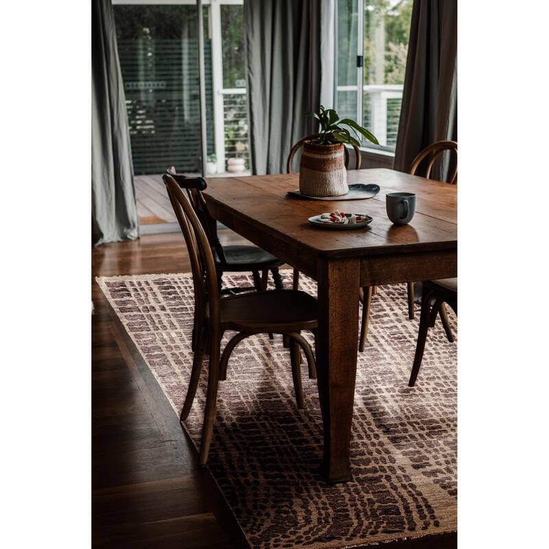 ECARPETGALLERY Hand-knotted Tangier Dark Brown, Ivory Wool Rug - 8'3 x 10'3